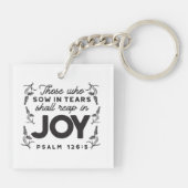 Psalm 126:5 Schrift Typografie – Oogsten in Blijds Sleutelhanger (Achterkant)