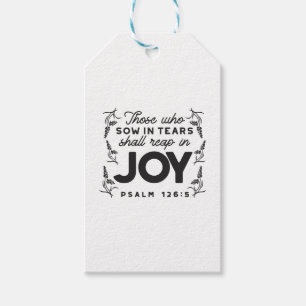 Psalm 126:5 Schrift Typografie – Oogsten in Vreugd Cadeaulabel