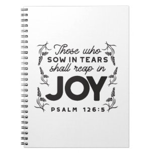 Psalm 126:5 Schrift Typografie – Oogsten in Vreugd Notitieboek