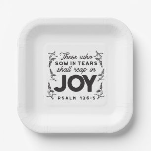Psalm 126:5 Schrift Typografie – Oogsten in Vreugd Papieren Bordje