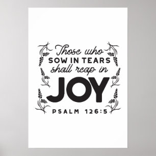Psalm 126:5 Schrift Typografie – Oogsten in Vreugd Poster