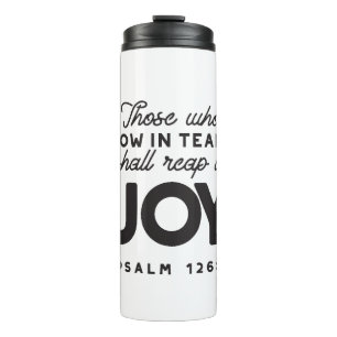 Psalm 126:5 Schrift Typografie – Oogsten in Vreugd Thermosbeker