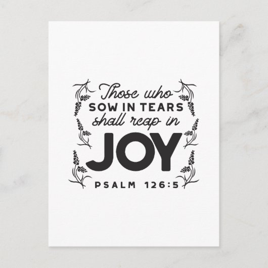 Psalm 126:5 Scripture Typography – Reap in Joy Briefkaart (Voorkant)