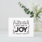 Psalm 126:5 Scripture Typography – Reap in Joy Feestdagenkaart (Staand voorkant)