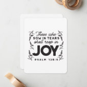 Psalm 126:5 Scripture Typography – Reap in Joy Notitiekaartje (Voorkant / Achterkant in situ)