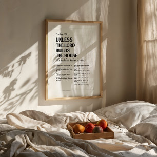 Psalm 127 Minimalistische Christelijke druk Poster