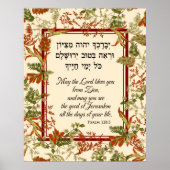 Psalm 128 Afzegeling in het Hebreeuws en het Engel Poster (Voorkant)