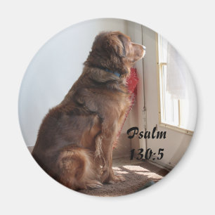 Psalm 130:5 Dog Window Magnet Magneet