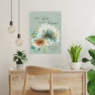 Psalm 136 Zijn liefde blijft eeuwig bloemengroen Canvas Afdruk