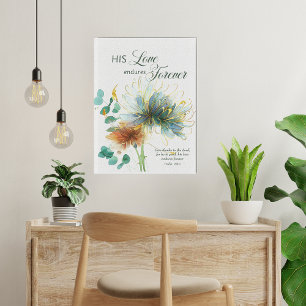 Psalm 136 Zijn liefde blijft eeuwig bloemenwit Canvas Afdruk