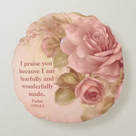 Psalm 139: 14 Fleece Blanket Rond Kussen (Voorkant)
