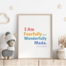 Psalm 139:14 Kinder bijbelvers Christelijke kinder Poster