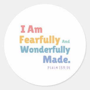 Psalm 139:14 Kinder bijbelvers Christelijke kinder Ronde Sticker