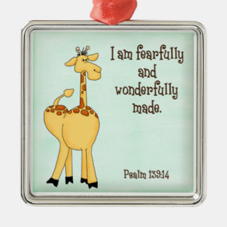 Psalm 139:14 kinder Christelijke giraffe groen Metalen Ornament