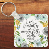 Psalm 139:14 Vreemd en prachtig gemaakt bloemen Sleutelhanger (Voorkant)