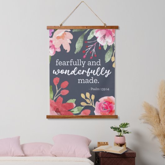 Psalm 139:14 - Vreemd en wonderbaarlijk gemaakt Hangend Wandkleed (Slaapkamer)