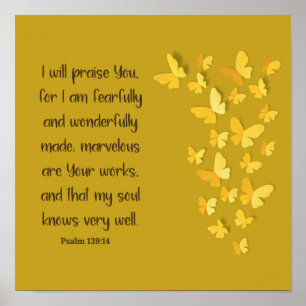 Psalm 139:14 Vreemd en wonderlijk gemaakt Poster