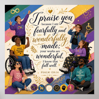 Psalm 139:14 - Vreeswekkend en Wonderbaarlijk Gesc Poster