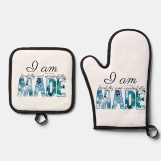 Psalm 139:14: Vrezend en wonderlijk gemaakt Ovenwant & Pannenlap Set