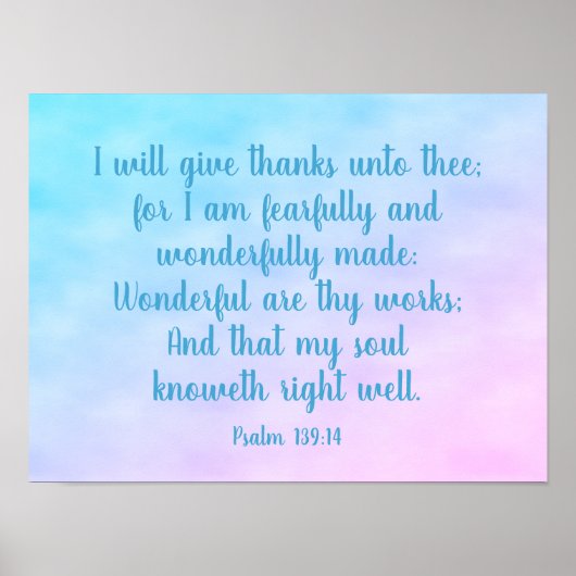 Psalm 139 van Pastels Christelijk Art Wonderully M Poster (Voorkant)