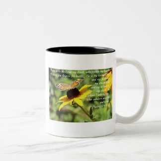 Psalm 144:1-2 Golden Blackeyed Susan Butterfly Tweekleurige Koffiemok