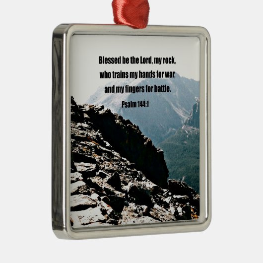 Psalm 144:1 Gezegend als de Heer... Metalen Ornament (Rechts)