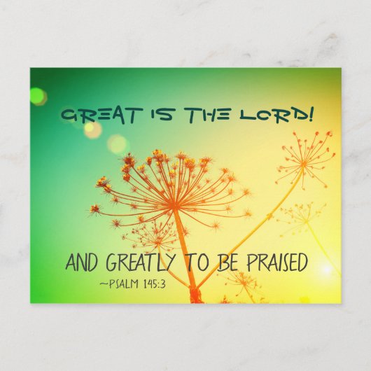 Psalm 145:3 Geweldig is de Heer, Bijbelverse Briefkaart (Voorkant)