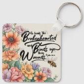 Psalm 147:3 Christelijk Bijbelvers Afbeelding Sleutelhanger (Achterkant)