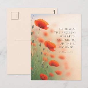 Psalm 147:3 Hij geneest de gebroken van hart Briefkaart