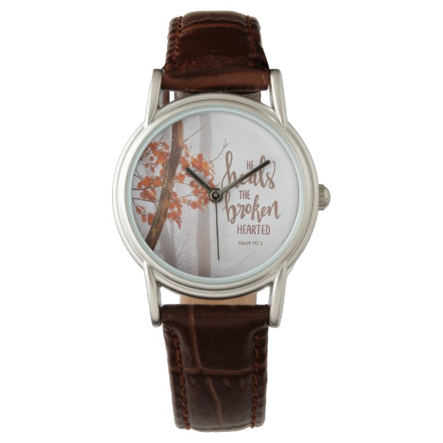 Psalm 147:3 Hij heelt de gebroken Hearted Horloge (Voorkant)