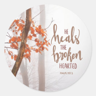 Psalm 147:3 Hij heelt de gebroken Hearted Ronde Sticker
