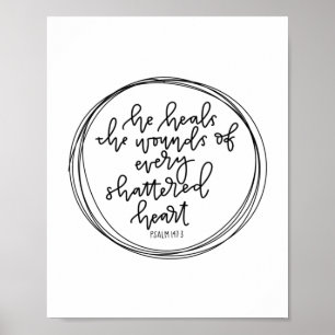 Psalm 147:3 - Hij hoort de wonden - Poster