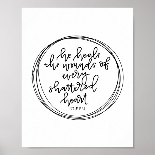 Psalm 147:3 - Hij hoort de wonden - Poster (Voorkant)