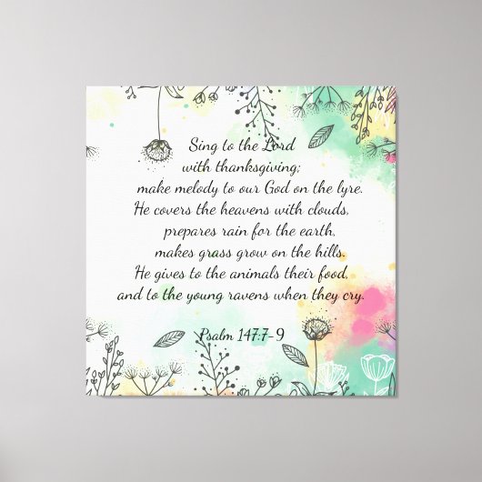 Psalm 147:7-9 canvas afdruk (Voorkant)