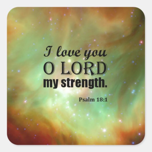 Psalm 18:1 vierkante sticker (Voorkant)