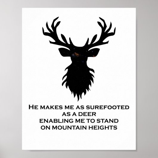 Psalm 18:33 Bijbelverse deer Galaxy Poster (Voorkant)