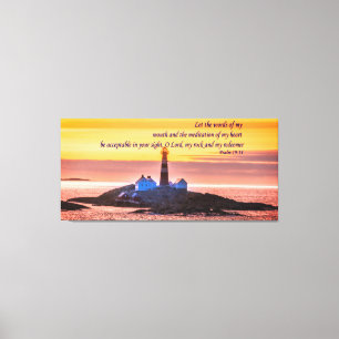Psalm 19:14 Laat de woorden van mijn mond en de... Canvas Afdruk