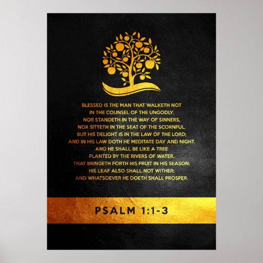 Psalm 1:1-3 Bijbelversie Poster (Voorkant)