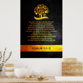 Psalm 1:1-3 Bijbelversie Poster (Keuken)