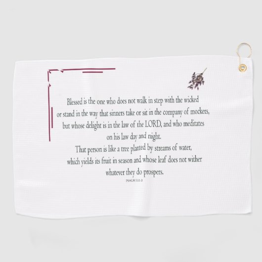 Psalm 1:1-3, Blessed is degene die: Golfhanddoek (Horizontaal)