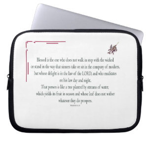 Psalm 1:1-3, Blessed is degene die: Laptop Sleeve