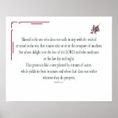 Psalm 1:1-3, Blessed is degene die: Poster (Voorkant)