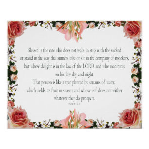 PSALM 1:1-3 Botanisch ontwerp, Perfect Poster
