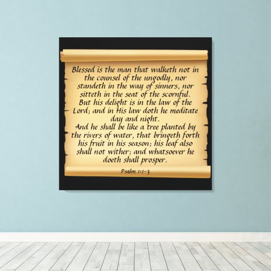 Psalm 1:1-3 Canvas afdrukken (Insitu (Houten vloer))