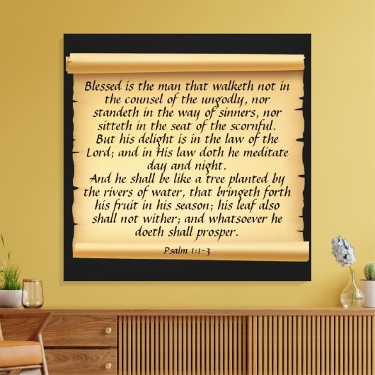 Psalm 1:1-3 Canvas afdrukken (Insitu (Woonkamer))