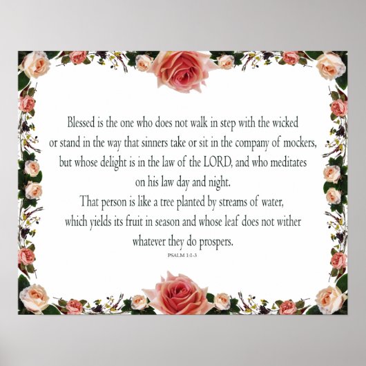 Psalm 1:1-3, geblesseerd is het poster (Voorkant)