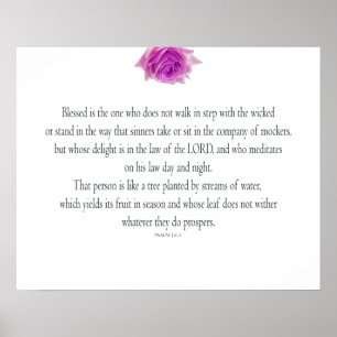 PSALM 1:1-3 met Paarse ventilator Poster