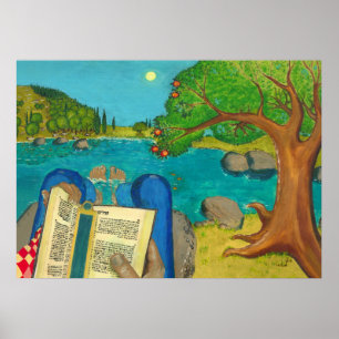 Psalm 1 in Hebreeuwse Bijbel Joodse Christelijke s Poster