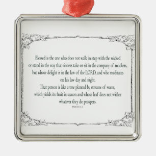 Psalm 1 Kunst - Gezegende Rechtvaardige met Bloemo Metalen Ornament