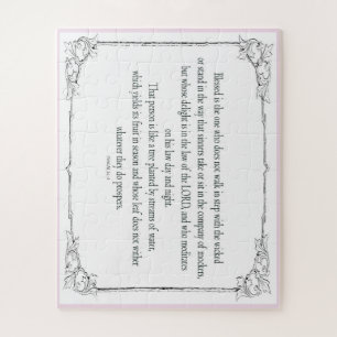 Psalm 1, niet stapsgewijs met de schoppen meegaat; legpuzzel